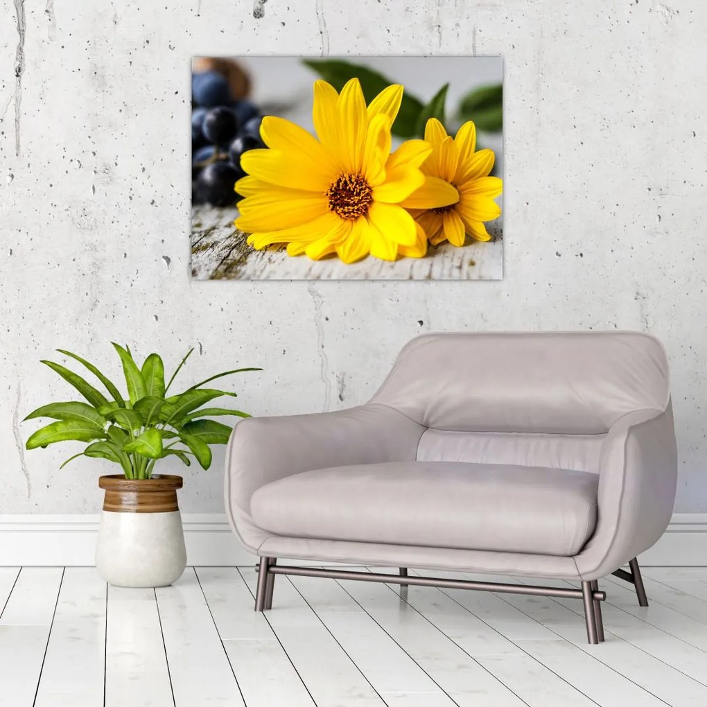 Obraz żółtego kwiatu (70x50 cm)