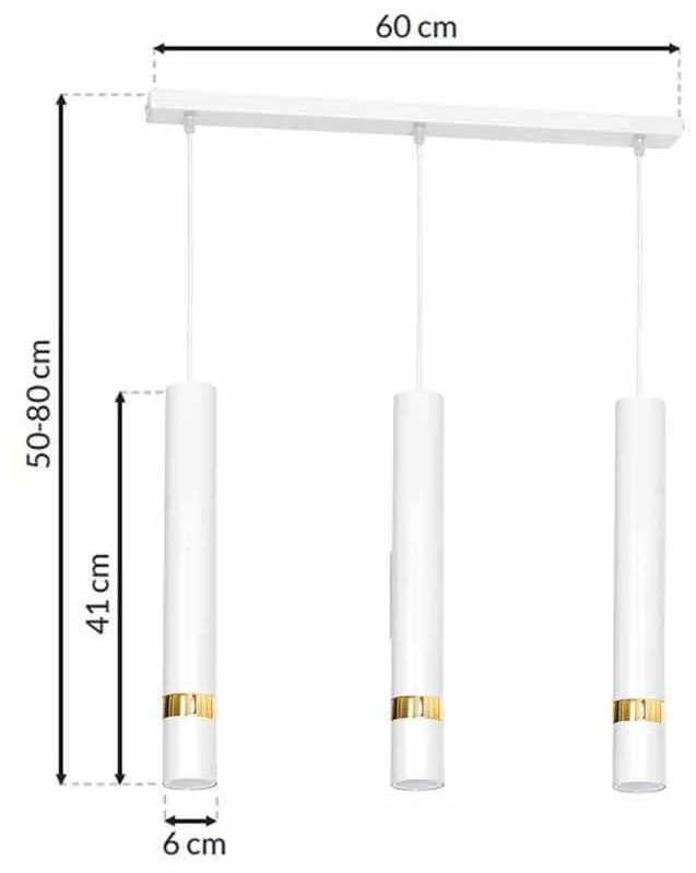 Lampa wisząca JOKER WHITE/GOLD 3xGU10, na listwie potrójna, biała/złota