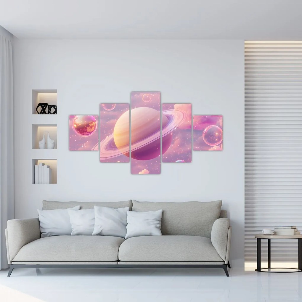 Obraz - Różowa planeta (125x70 cm)
