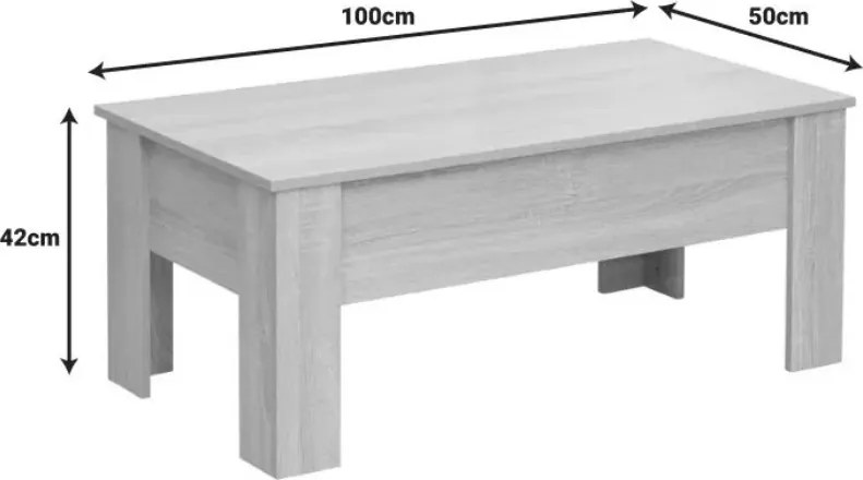 PROMOCJA Stolik kawowy RIWA z wysuwanym blatem 100x50 cm, dąb