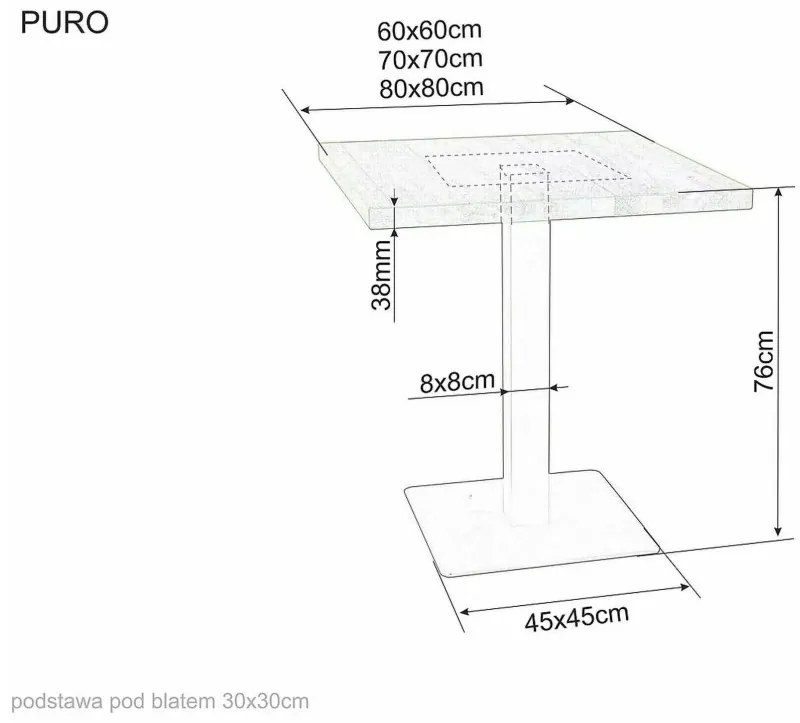 PROMOCJA Czarny stół jadalniany z blatem w dekorze dąb PURO 70x70 II. jakość