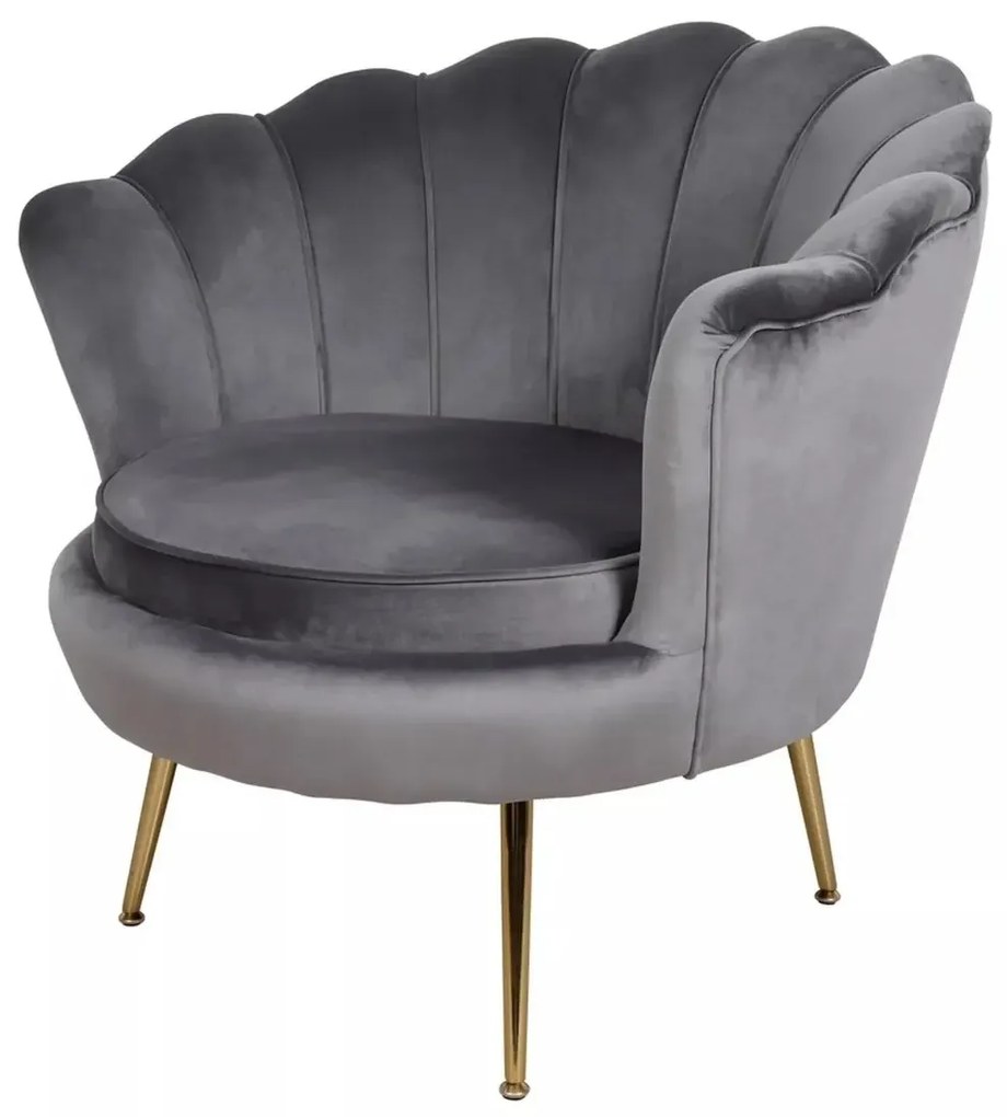 FOTEL CAMELLIA 1 VELVET SZARY BLUVEL 14/ZŁOTY SIGNAL