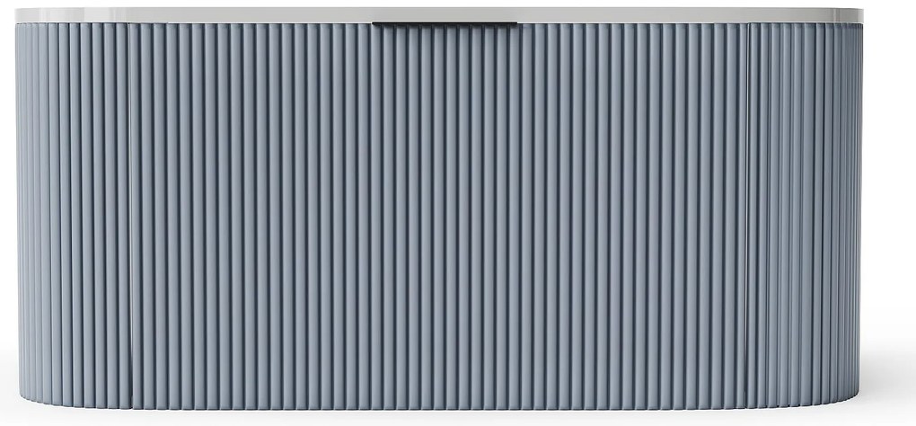 Szafka pod umywalkę wisząca ryflowana - Niebieski mat - 100 cm - LOMERI