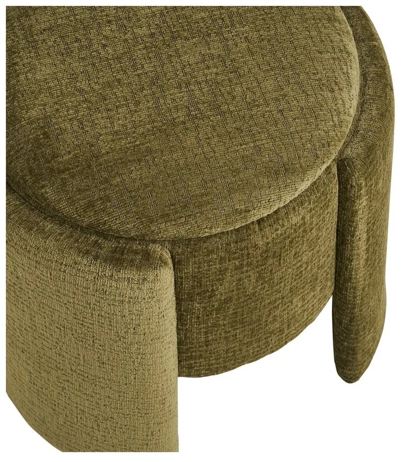 Puf z tkaniny szenilowej w kolorze khaki Walsdorf – House Nordic