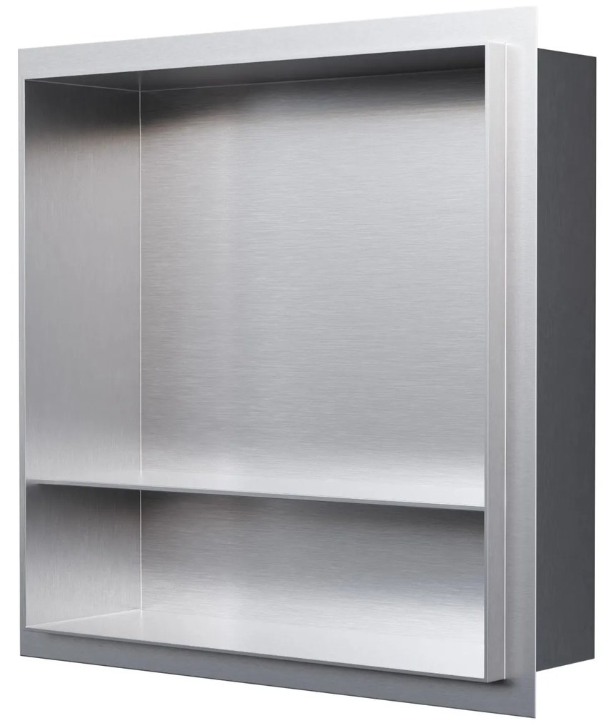 Półka wnękowa ścienna ze stali nierdzewnej NT303010XBezramkowy ze schowkiem - 30 x 30 x 10 cm
