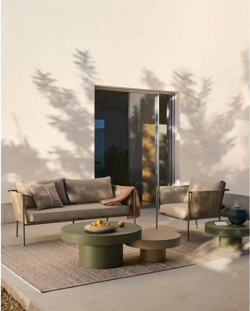 Zielony/beżowy metalowy fotel ogrodowy Zivia – Kave Home