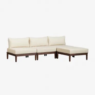 Modułowa Sofa Ogrodowa 3-częściowa Z Pufą Z Akacji Giulia Ciemny Akacjowy Brąz - Sklum