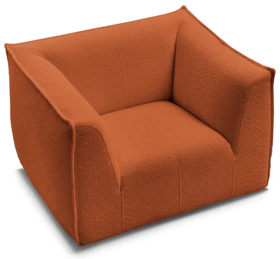 Pomarańczowy fotel z materiału bouclé Giorgia – Bobochic Paris