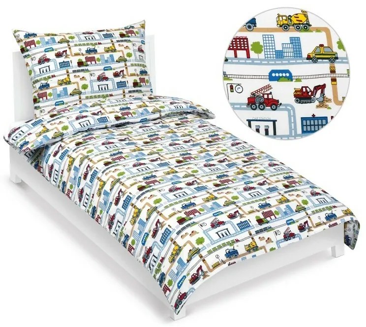Bellatex Pościel dziecięca bawełniana Junior Cityzielona, 140 x 200, 70 x 90 cm