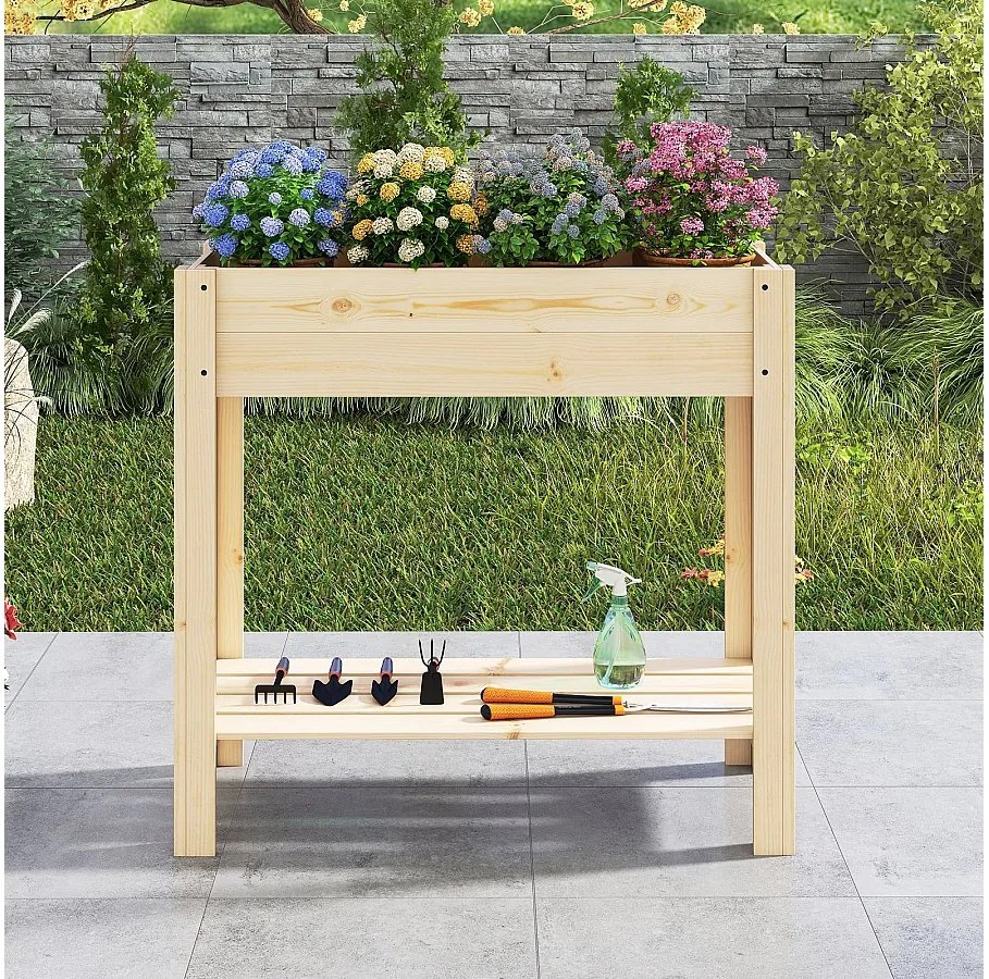 Podwyższona grządka Drewniana skrzynia na kwiaty 81 x 37 x 77 cm