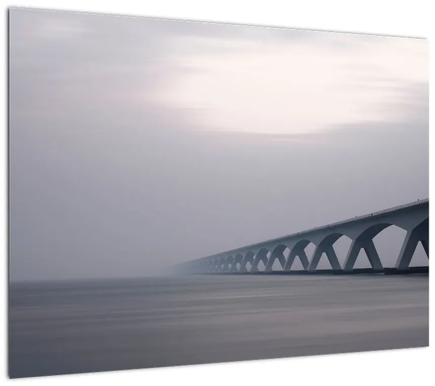 Obraz na szkle mostu we mgle (70x50 cm)