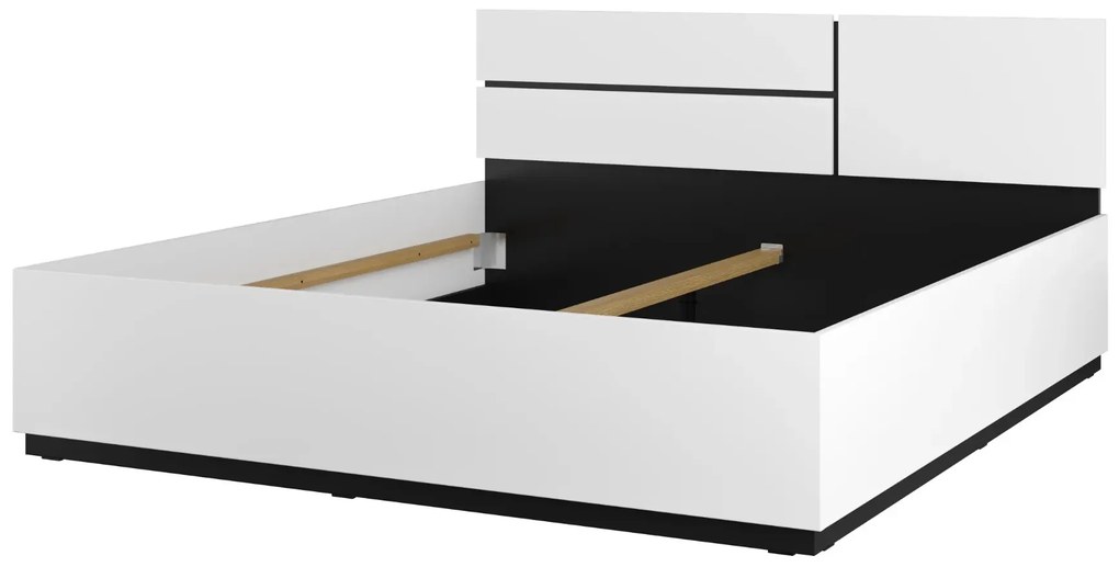 Łóżko CROSS 180x200 białe/czarne z pojemnikiem HELVETIA