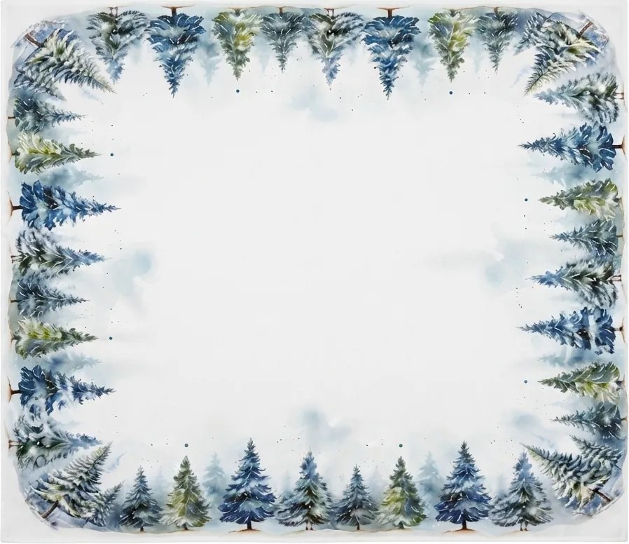 Świąteczny obrus SNOWY FOREST 85x85 cm, biały