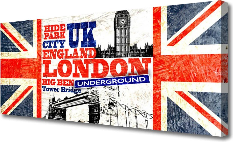 Obraz canvas Brytyjska Flaga i Londyn