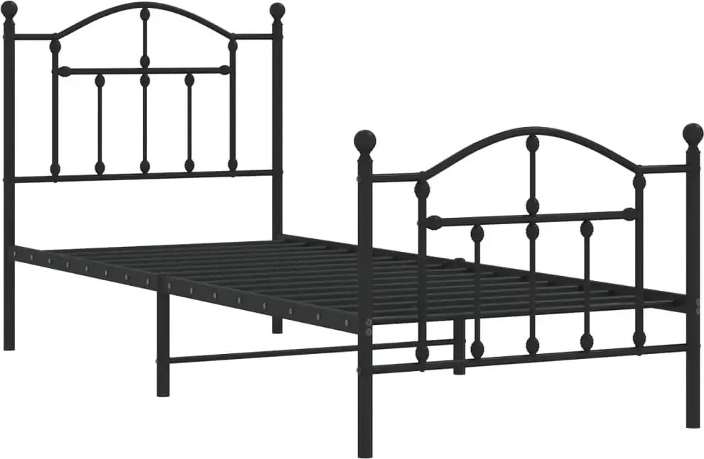 Czarne Metalowe Łóżko Pojedyncze 90X200 Cm F5-H57