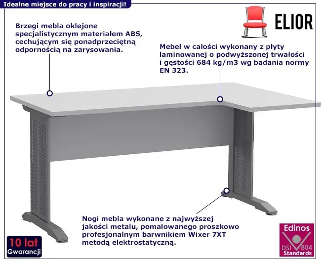 Białe prawostronne biurko narożne - Gispik 3X