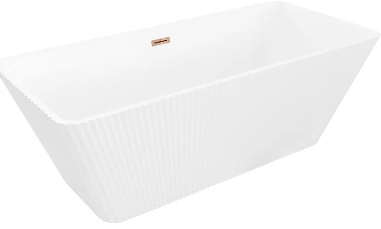 Mexen Tava wanna wolnostojąca ryflowana 170 x 75 cm, biała, przelew różowe złoto - 52851707500-60
