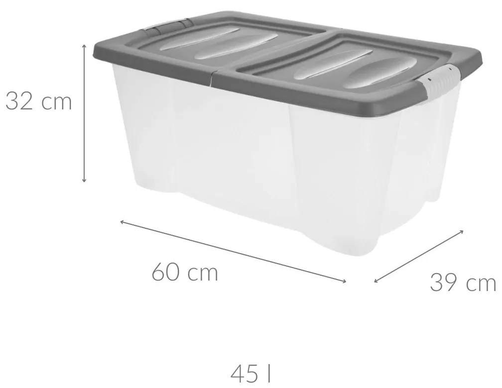 Pojemnik na kółkach, zamykany, 45 l