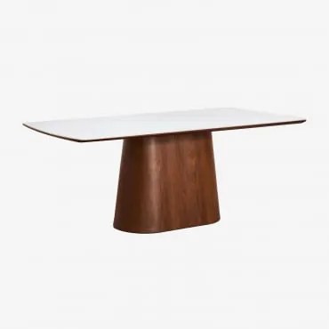 Prostokątny Stół Jadalniany 200x100 Cm Z Drewna Aura Ceramika & Fornir Orzechowy - Sklum