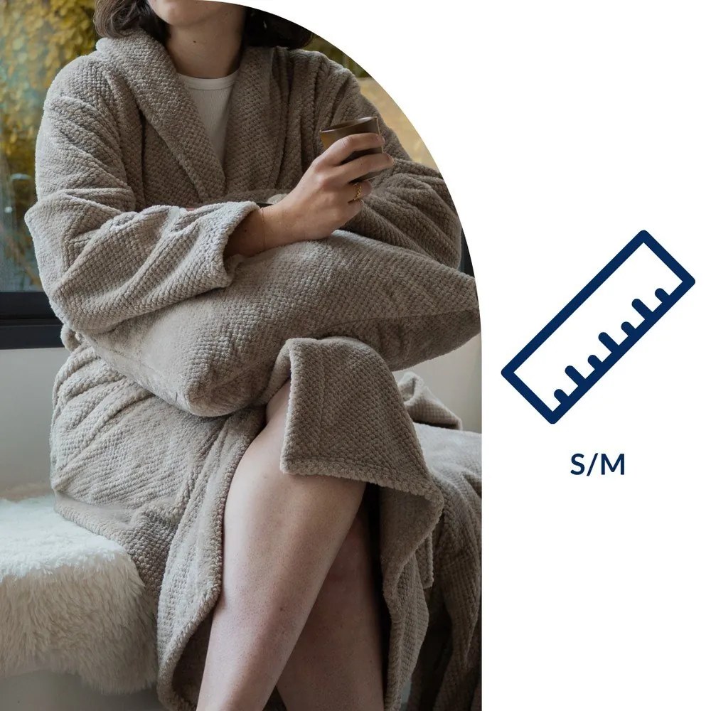 Szarobrązowy szlafrok z mikropluszu w rozmiarze S/M Pippa – Tiseco Home Studio