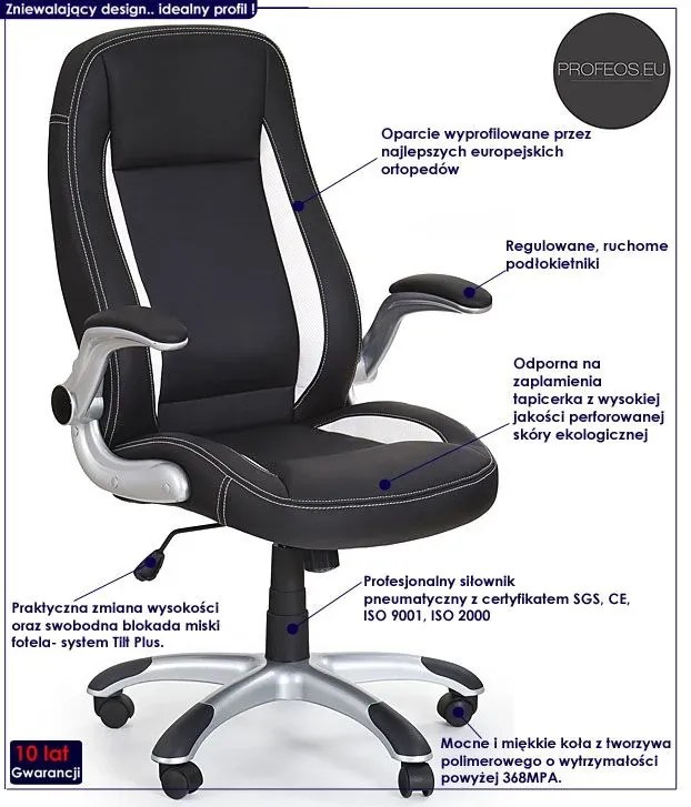 Fotel Obrotowy Czarny Tapicerowany Do Komputera G0-R64