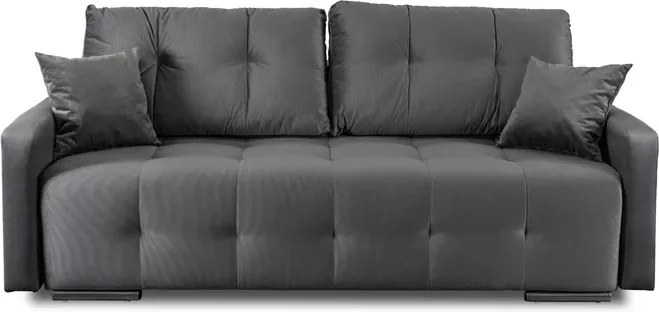 Sofa z Funkcją Spania FAVIO Wersalka Rozkładana Dwuosobowa Welurowa Szara