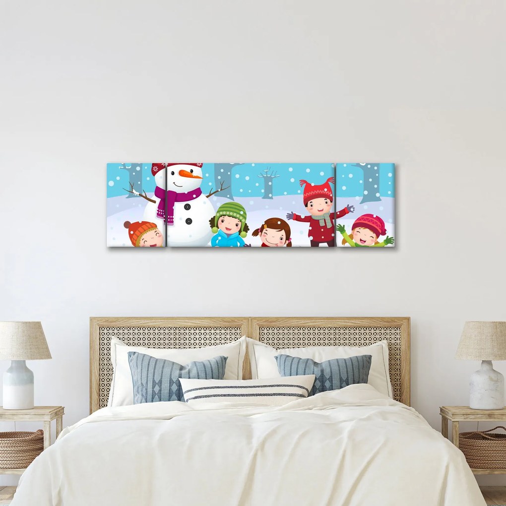 Obraz - Zimowe dziecięce zabawy (170x50 cm)