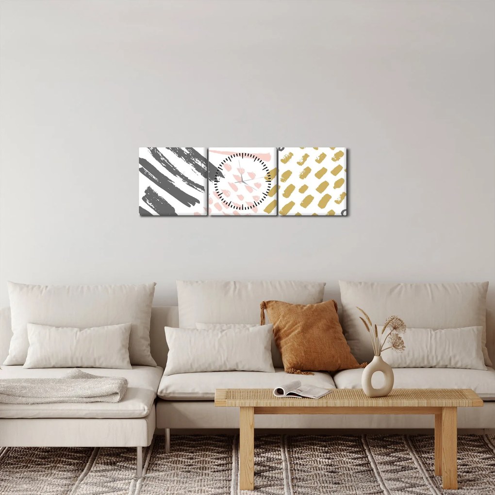 Obraz - Uderzenia abstrakcyjne (z zegarem) (90x30 cm)