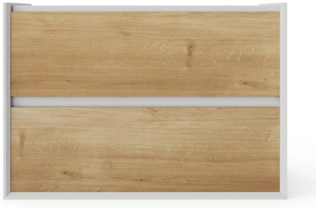 Szafka pod umywalkę wisząca naturalny i biały - 80 cm - LANNICK
