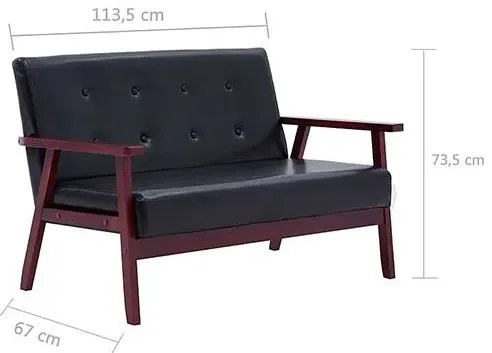 2-osobowa czarna sofa retro - Vita 2X