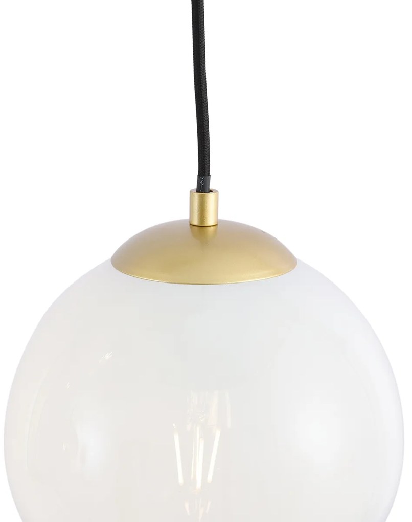 Lampa wisząca w stylu Hotel Chic mosiężna z białym szkłem prostokątna 6-punktowa - MistyElegancki hotelowy Oswietlenie wewnetrzne