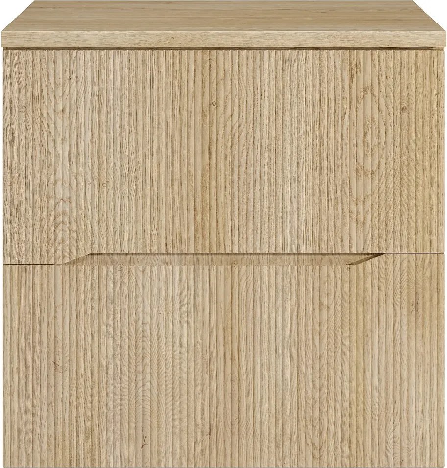 Szafka łazienkowa wisząca prążkowana z półką – Jasny naturalny – 60 cm – ORISO