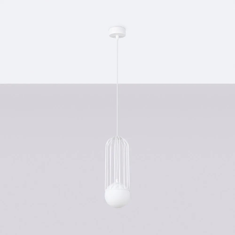 Biała lampa wisząca ze szklanym kloszem Belinda – Sollux