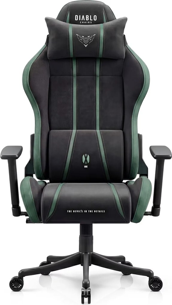 Fotel gamingowy młodzieżowy Diablo X-One Small Size materiałowy, Forest Green