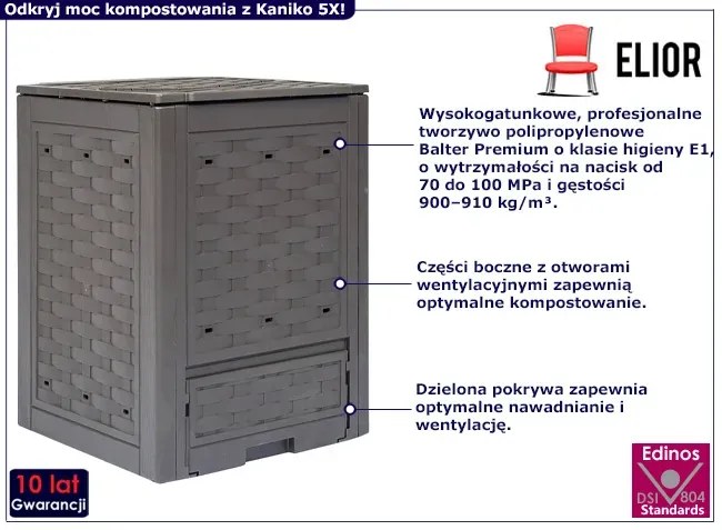 Nowoczesny pojedynczy kompostownik ogrodowy - Breva 5X