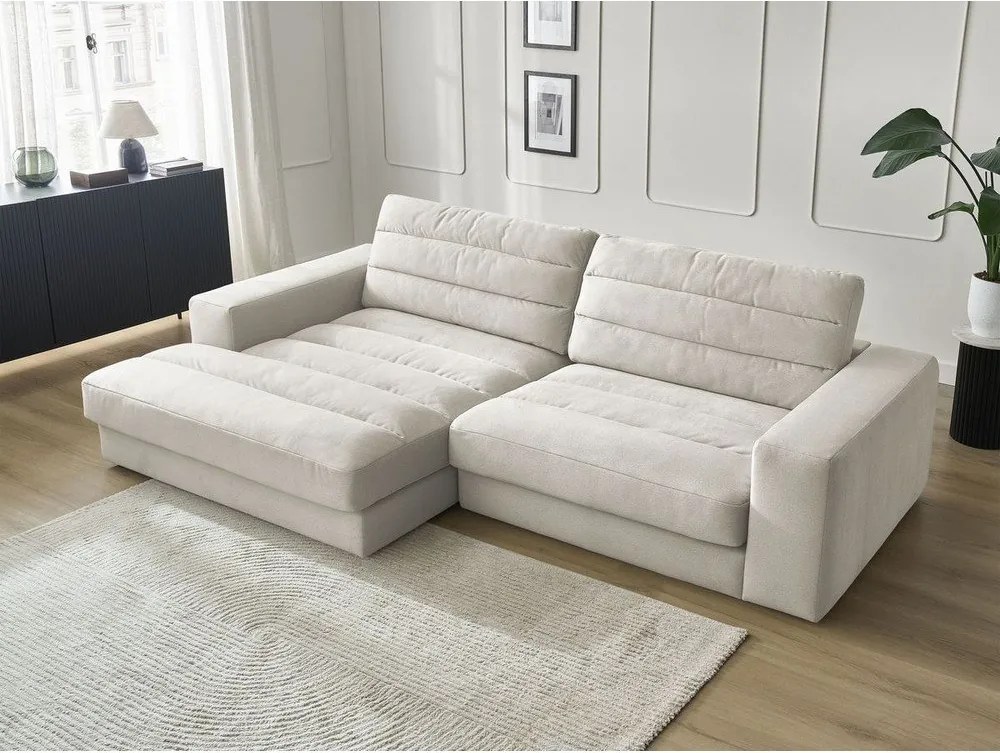 Beżowy aksamitny narożnik (lewostronny/z szezlongiem) Sierra – Bobochic Paris