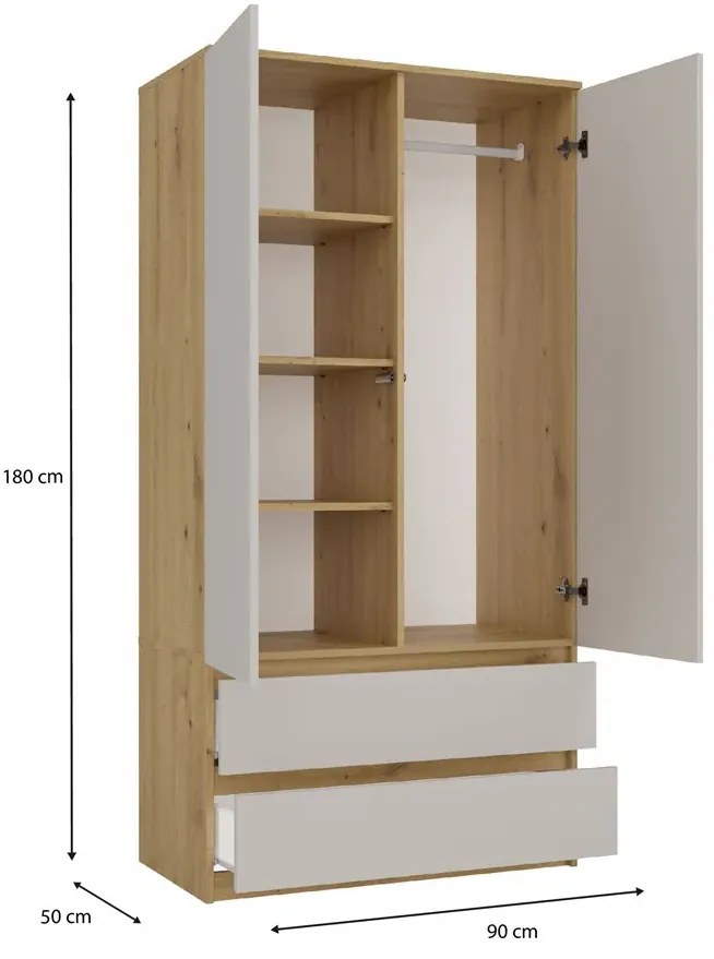 Dwudrzwiowa szafa dąb artisan + kaszmir - Marla