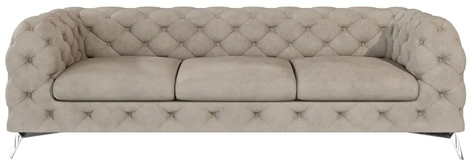 Szarobeżowa aksamitna sofa 243 cm Chelsea – Ropez
