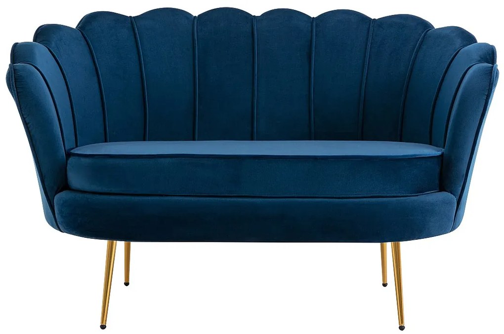 Kanapa 2-osobowa w kształcie muszli z ciemnoniebieskiego weluru DANDELION marki Pascal Morabito
