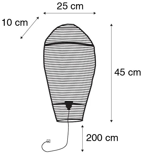 Orientalna lampa ścienna czarna 45 cm - NidumKolonialny Oswietlenie wewnetrzne