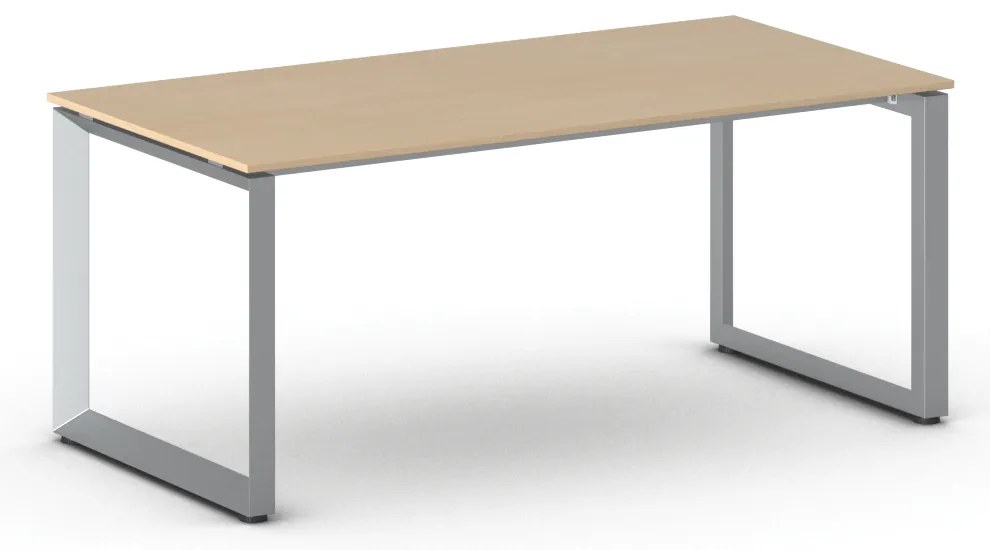 Biurko PRIMO INSPIRE, 180x90 cm, szaro-srebrna podstawa, buk
