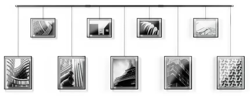 Czarne metalowe ramki ścienne zestaw 9 szt. 223x77,5 cm Exhibit – Umbra