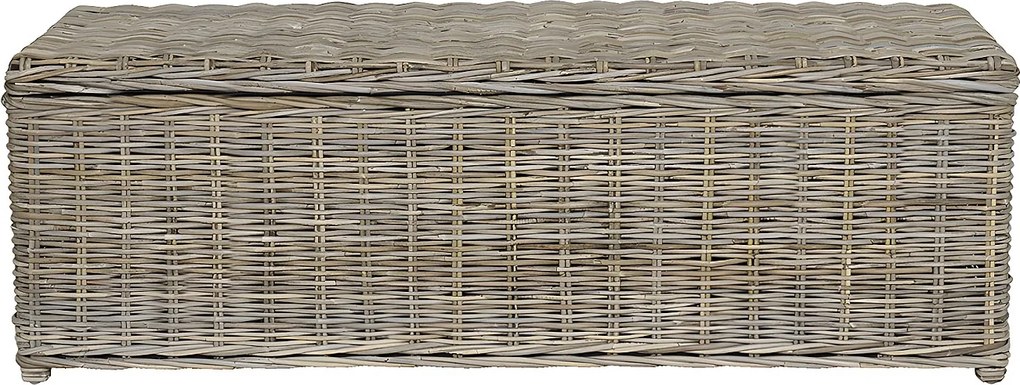 Skrzynia do przechowywania GAO z drewna kubu – 130 × 45 × 44 cm (dł. × szer. × wys.) – kolor szary naturalny