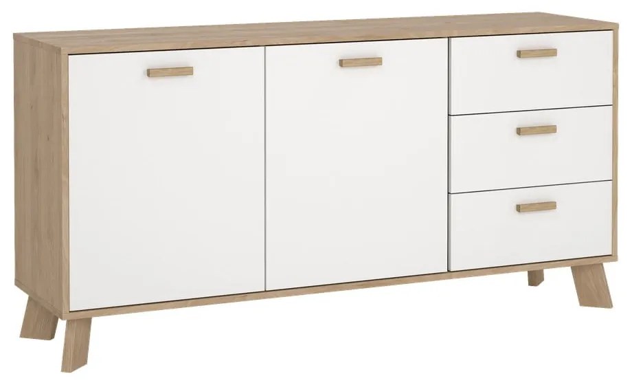 Biało-naturalna komoda w dekorze dębu 147x73x39 cm Ikast – Tvilum