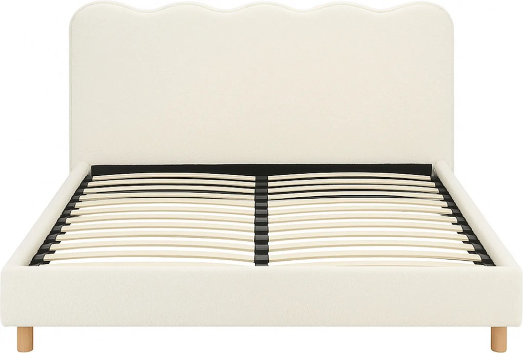 Łóżko Tapicerowane 180x200 cm IZMIR ze Stelażem Dwuosobowe Boucle Kremowe