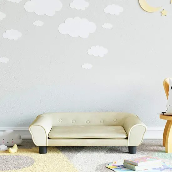 Kremowa sofa dziecięca z aksamitu N1-W02