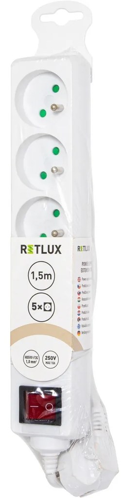 Retlux RPC 28 Przedłużacz z wyłącznikiem, 5 gniazdek, 1,5 m