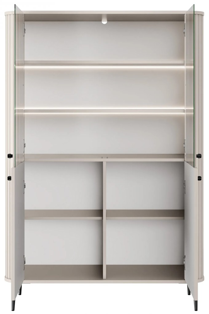 Witryna Vesper 103 cm czterodrzwiowa - kaszmir / czarne nogi