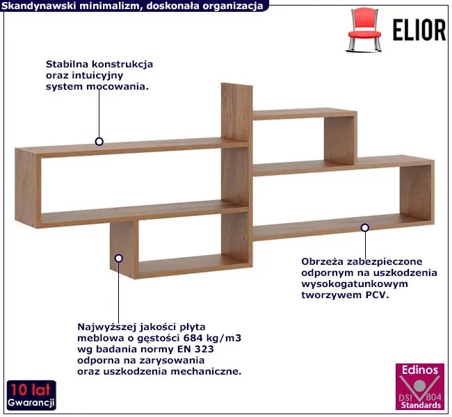 Minimalistyczna półka ścienna w kolorze orzecha Vitrea