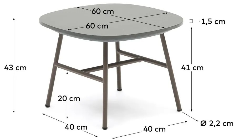 Okrągły stolik ogrodowy z betonowym blatem ø 60 cm Bramant – Kave Home